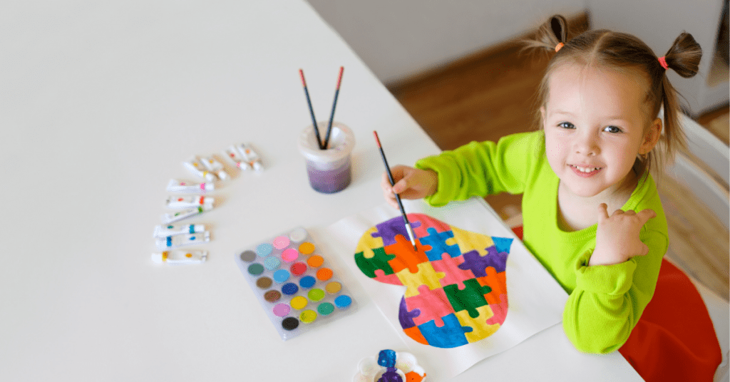 A child drawing the autism heart.
