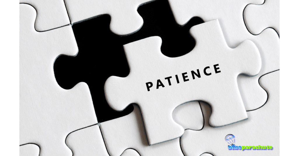 A puzzle piece with the word "patience" written across it is being placed into a puzzle. This helps indicate that this blog is about autism patience.